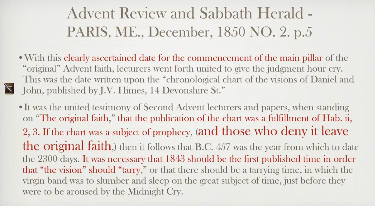 Advent Review and Sabbath Herald extract about the chronological chart